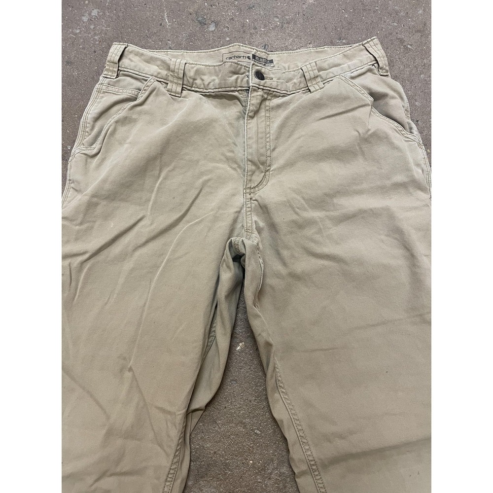 Carhartt Rugged Flex Canvas Work Pants Mens 34x34 Khaki‎ Tan Relaxed Fit 102291 - Picture 4 of 16